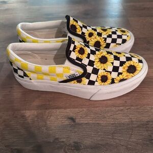 Vans Off The Wall Sunflower Black Checkered Slip ONS Skater Shoes